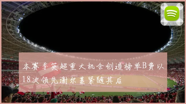 本赛季英超重大机会创造榜单B费以18次领先谢尔基紧随其后